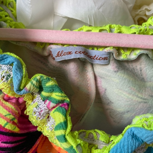 Floral Tropical Shorts Neon Blue & Yellow L - Picture 5 of 5